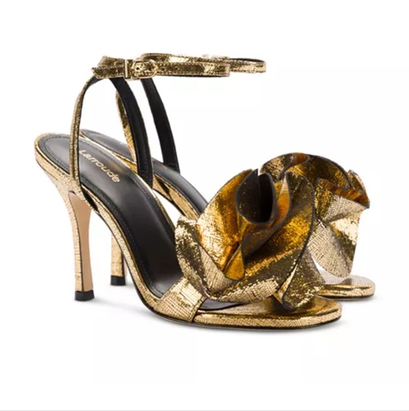 Larroude Penelope Puffy Flower Womens High Heel Sandals In Gold Size 5.5